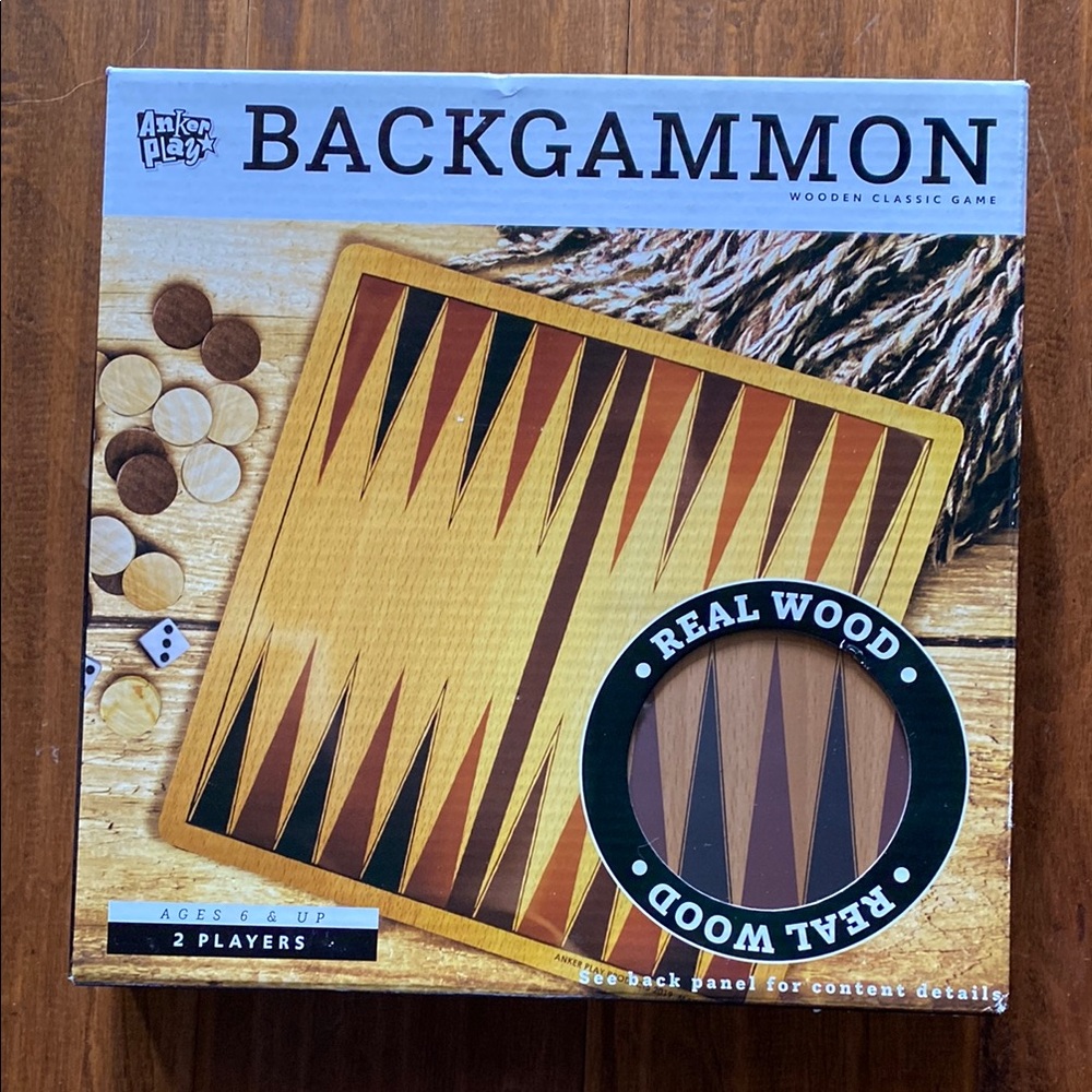 NIB Wooden Backgammon Set - Brown and Tan by Anker Play